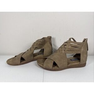 Natural Reflections Sandals Womens 9 Strappy Light Brown‎ Faux Leather Wedge